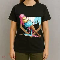 Baseball Ice Cream Dripping Drip T-Shirt thumb 4