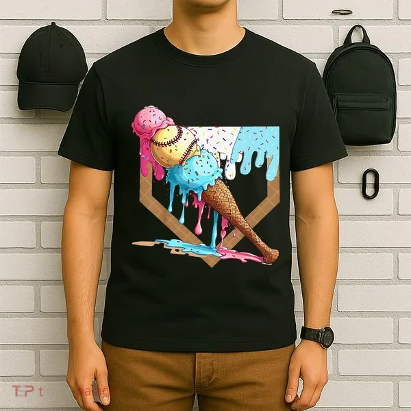 Baseball Ice Cream Dripping Drip T-Shirt