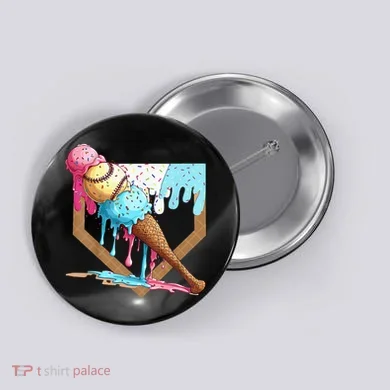 Baseball Ice Cream Dripping Drip Button