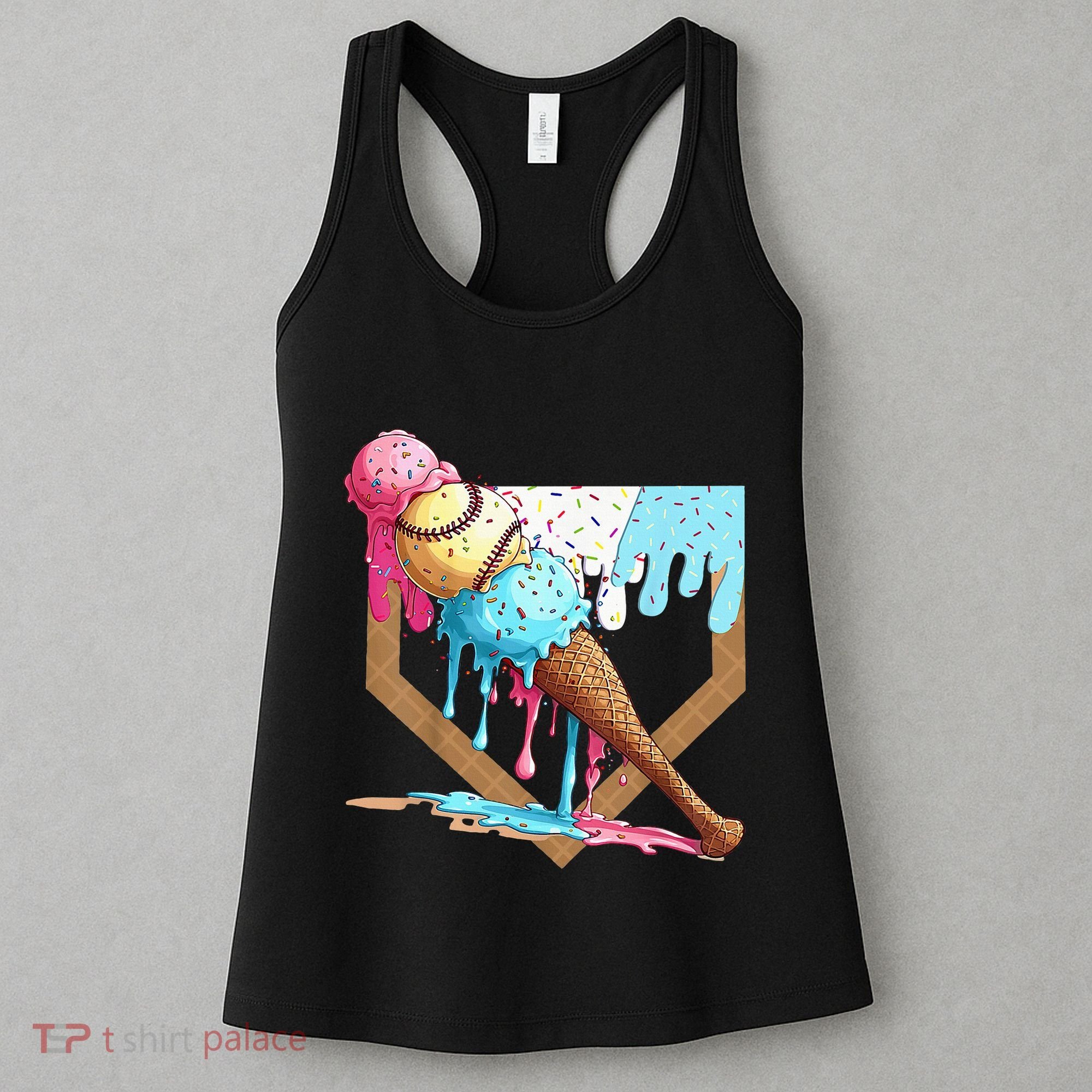 Baseball Ice Cream Dripping Drip Women's Tank Top