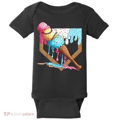 Baseball Ice Cream Dripping Drip Baby Bodysuit