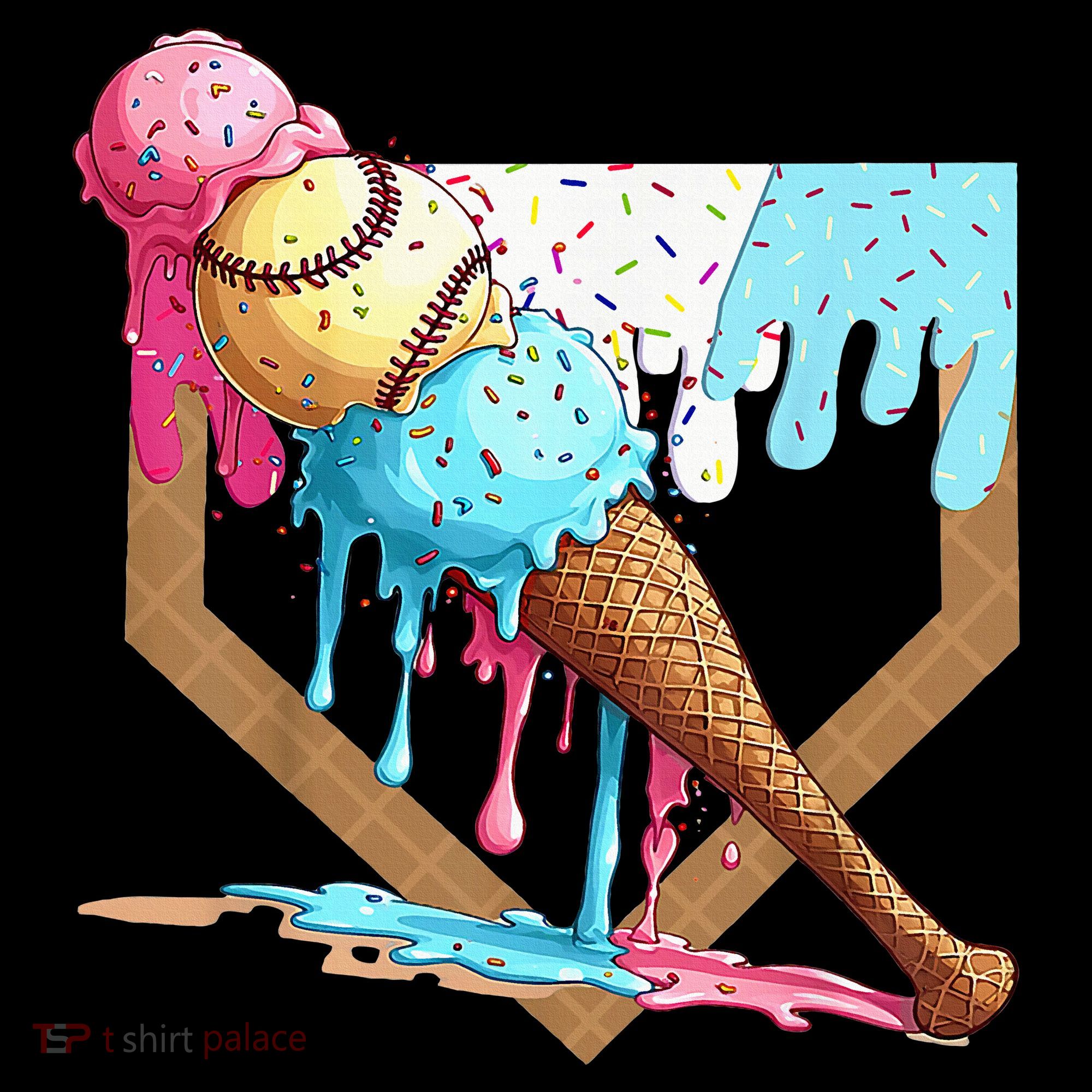 Baseball Ice Cream Dripping Drip Baby Bodysuit