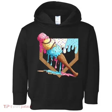 Baseball Ice Cream Dripping Drip Toddler Hoodie