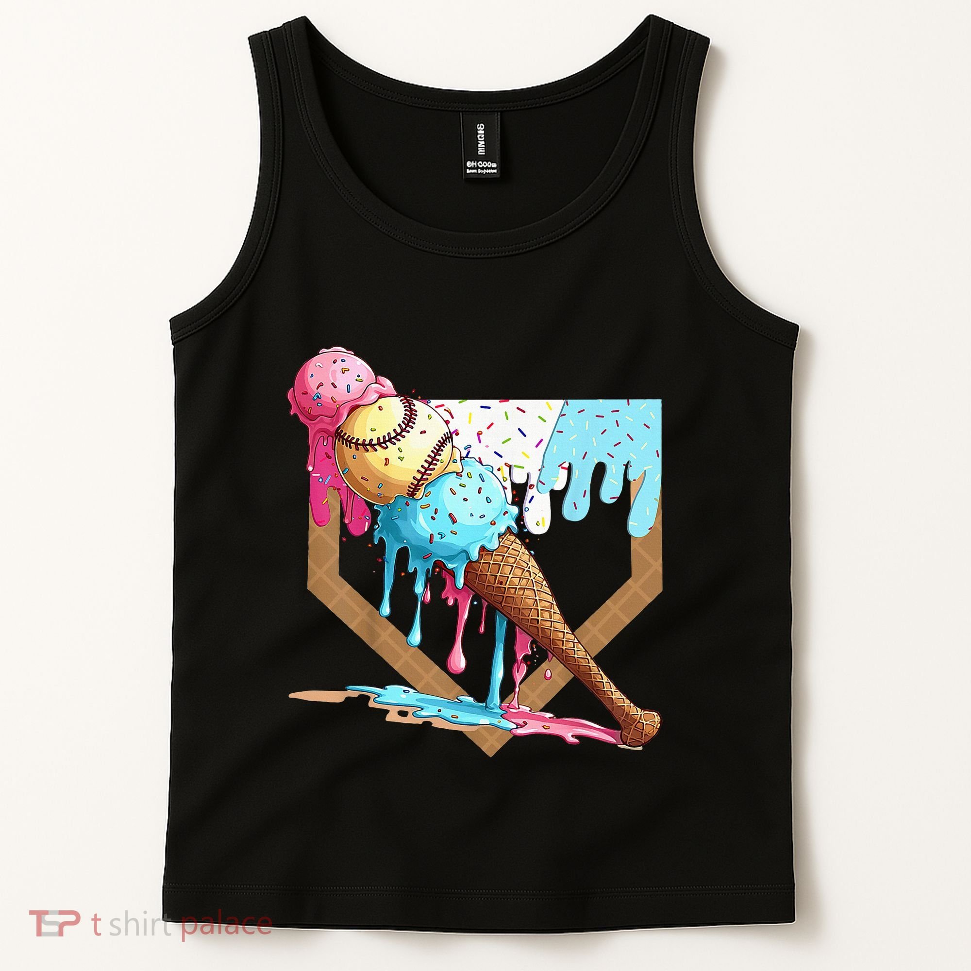 Baseball Ice Cream Dripping Drip Tank Top