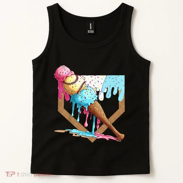 Baseball Ice Cream Dripping Drip Tank Top