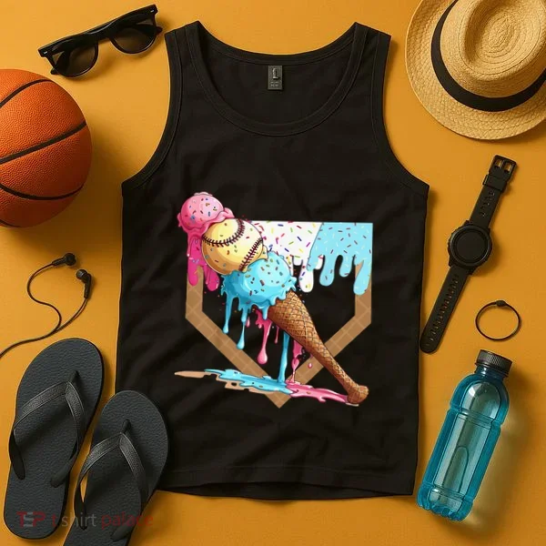 Baseball Ice Cream Dripping Drip Tank Top