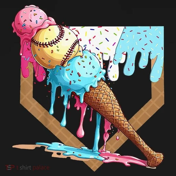 Baseball Ice Cream Dripping Drip Tank Top
