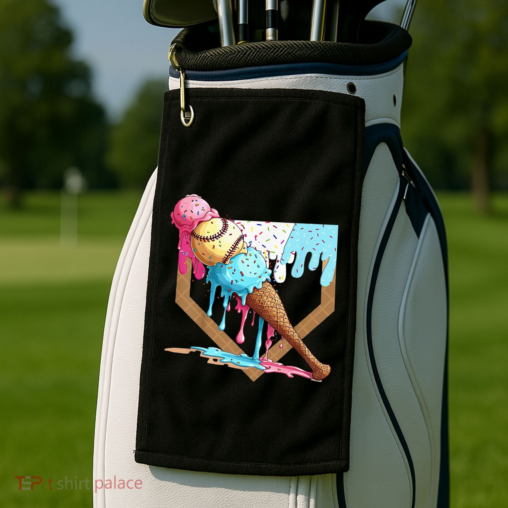 Baseball Ice Cream Dripping Drip Golf Towel