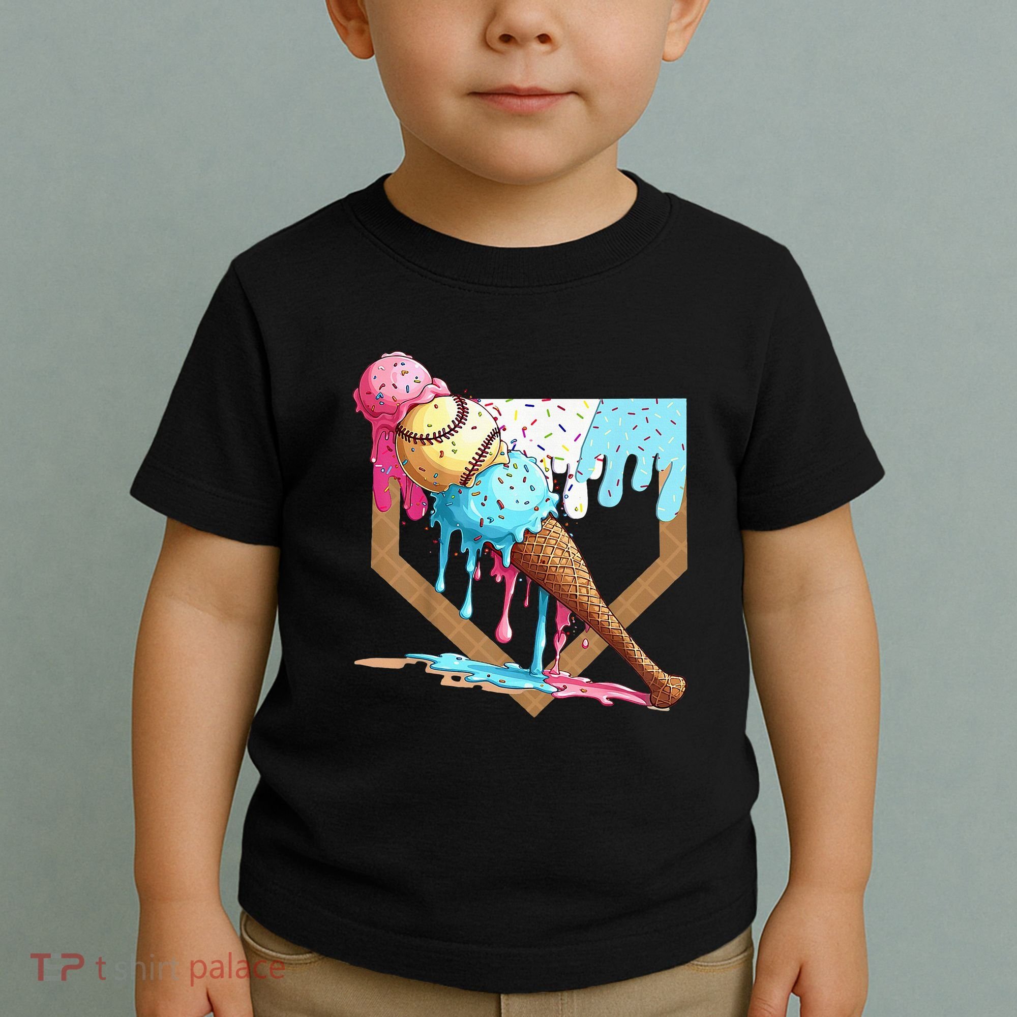 Baseball Ice Cream Dripping Drip Toddler T-Shirt