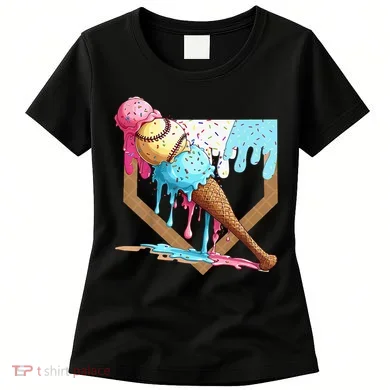 Baseball Ice Cream Dripping Drip Women's T-Shirt