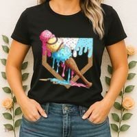 Baseball Ice Cream Dripping Drip Women's T-Shirt thumb 2