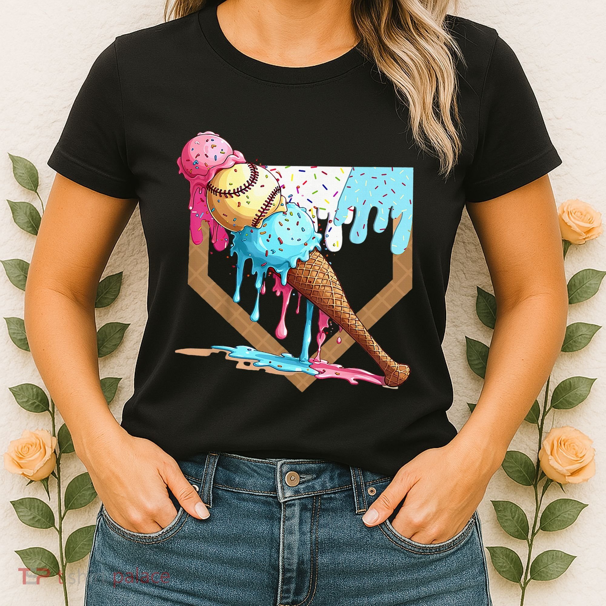 Baseball Ice Cream Dripping Drip Women's T-Shirt