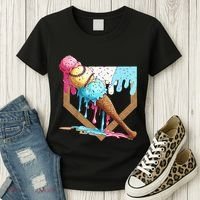 Baseball Ice Cream Dripping Drip Women's T-Shirt thumb 3