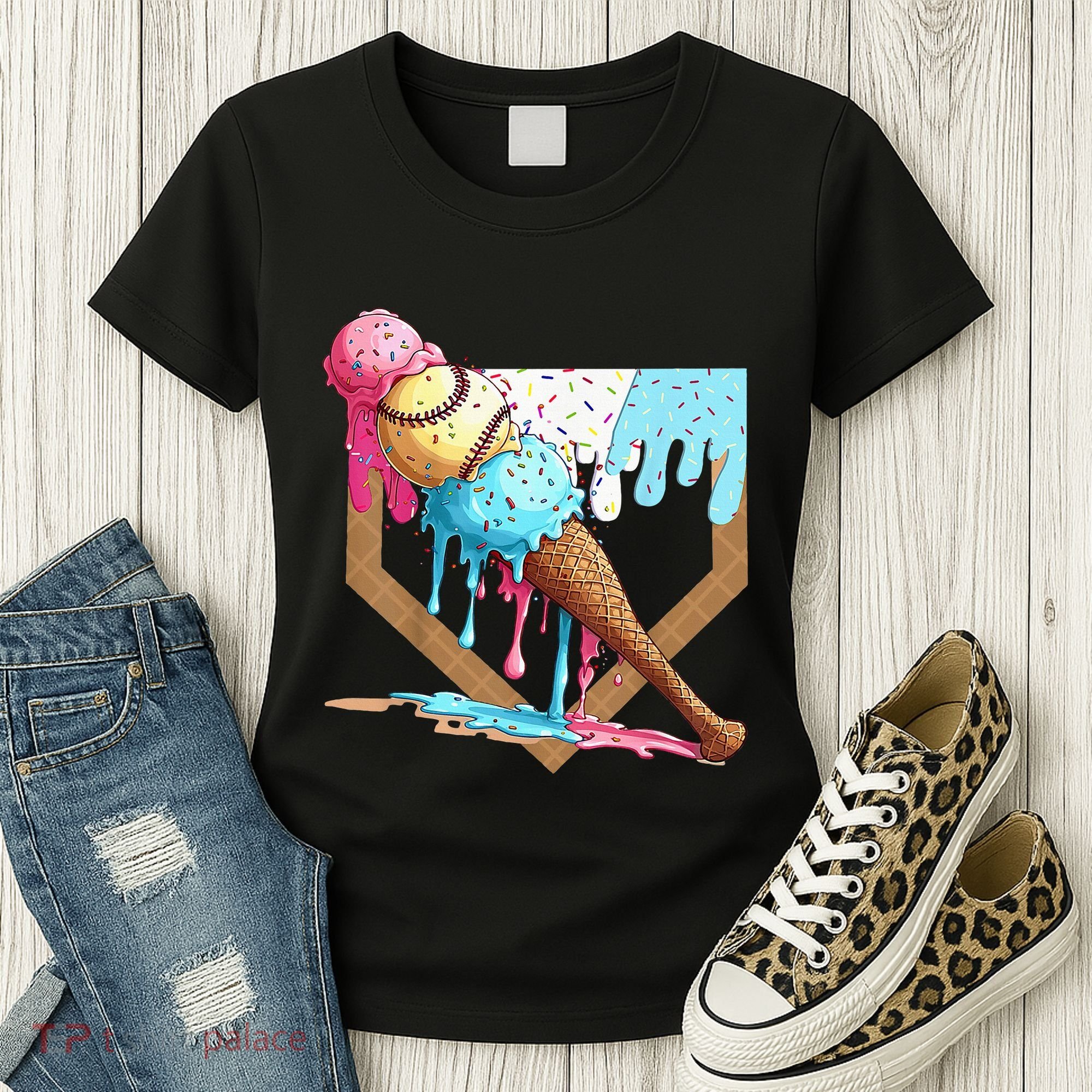 Baseball Ice Cream Dripping Drip Women's T-Shirt
