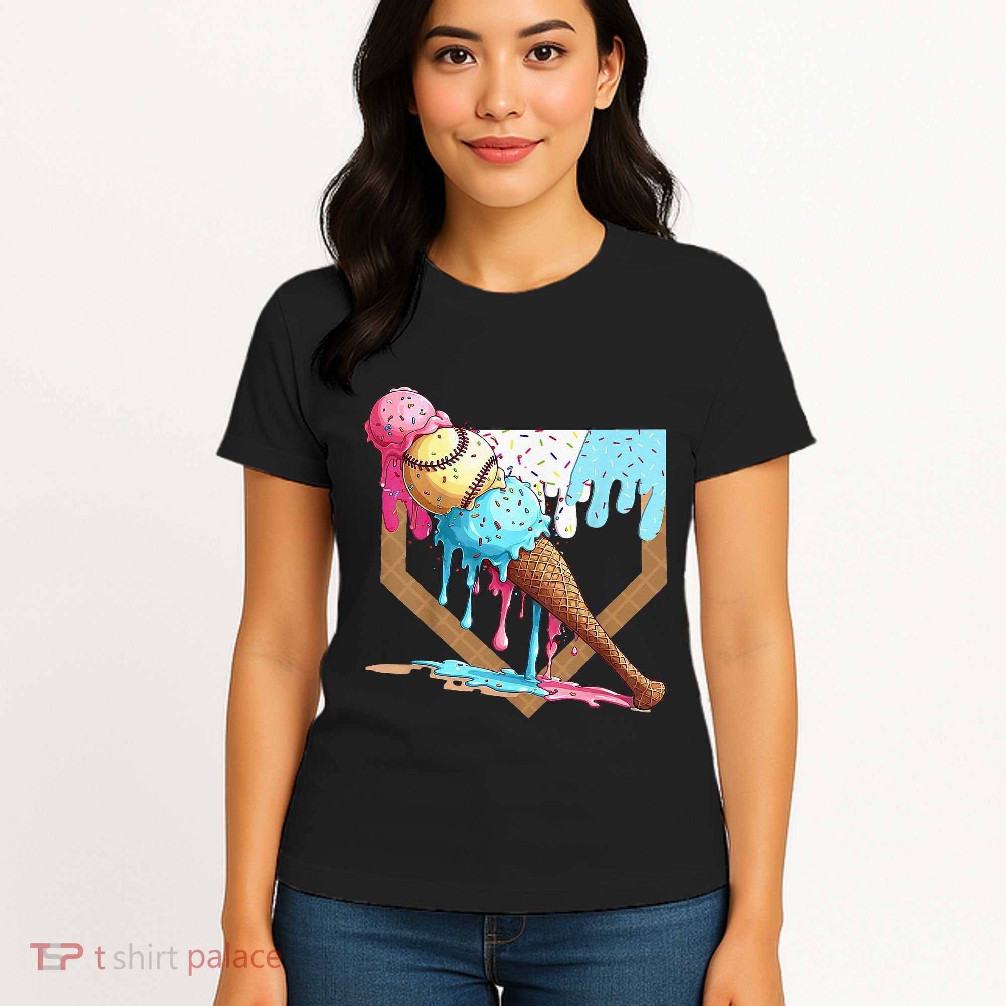 Baseball Ice Cream Dripping Drip Women's T-Shirt