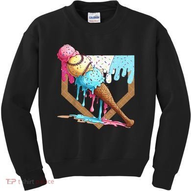 Baseball Ice Cream Dripping Drip Kids Sweatshirt
