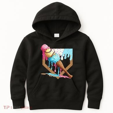 Baseball Ice Cream Dripping Drip Kids Hoodie