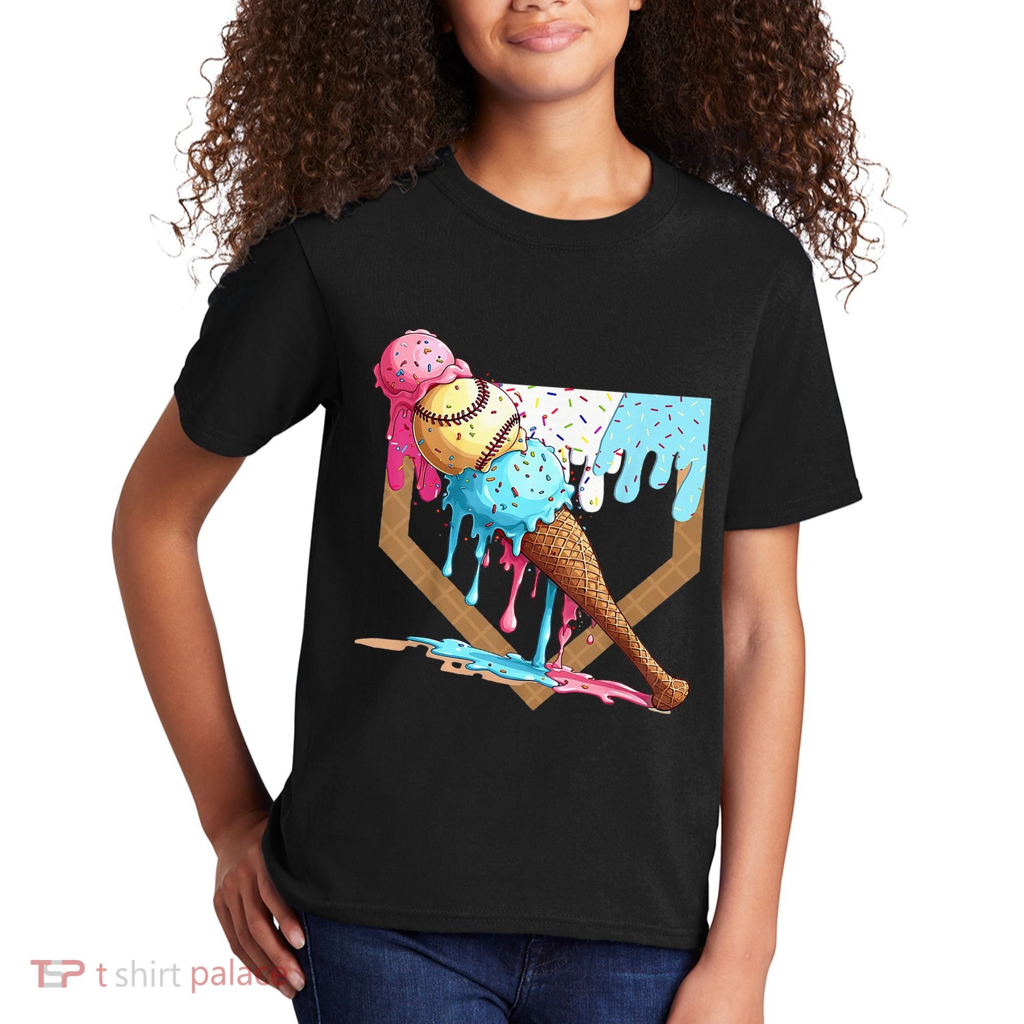 Baseball Ice Cream Dripping Drip Kids T-Shirt