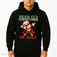 Bruh ItS Christmas In July Dabbing Santa Beach Vacation Hoodie thumb 2
