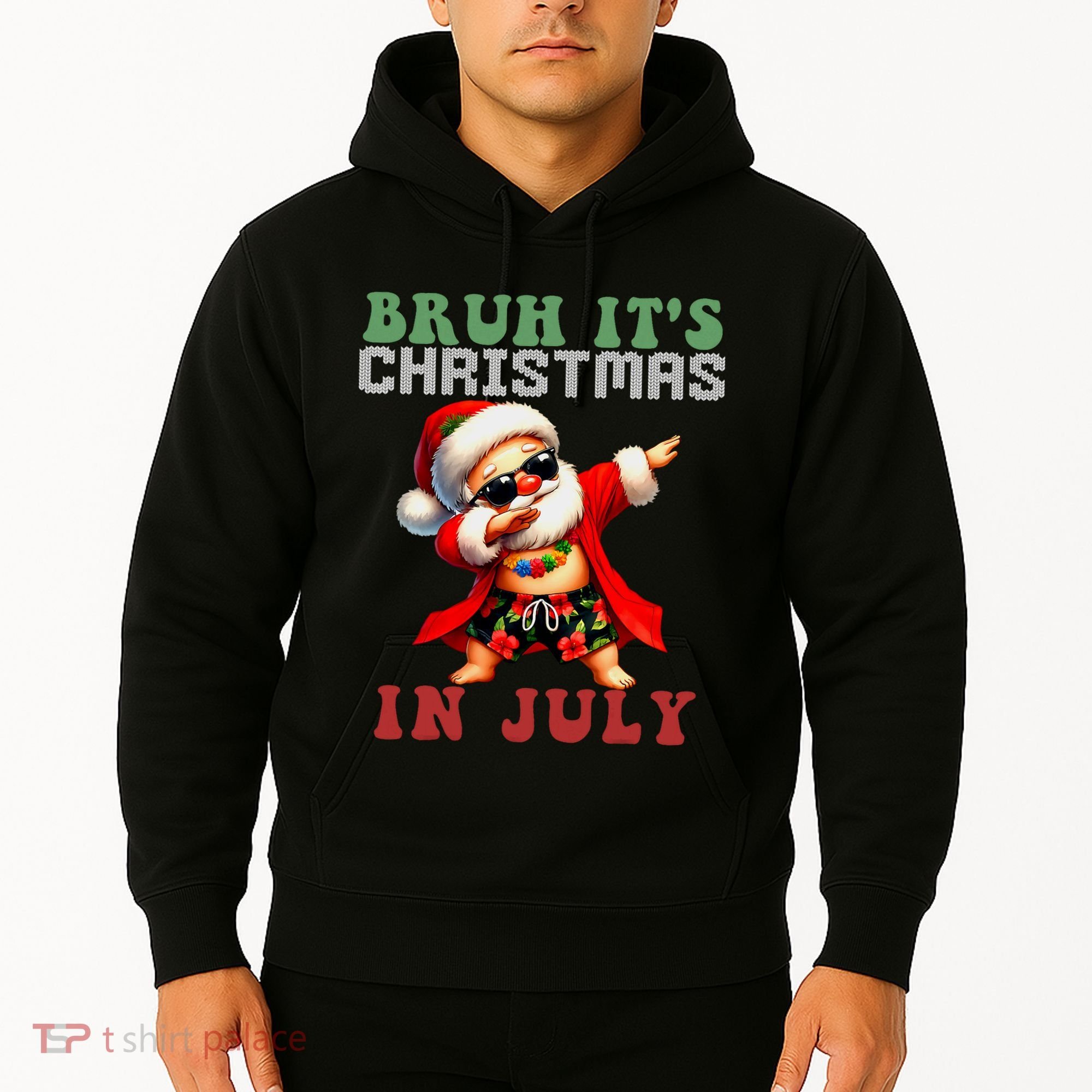 Bruh ItS Christmas In July Dabbing Santa Beach Vacation Hoodie