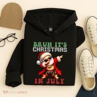 Bruh ItS Christmas In July Dabbing Santa Beach Vacation Hoodie thumb 4