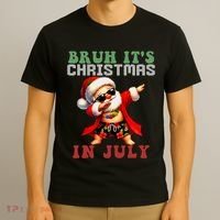 Bruh ItS Christmas In July Dabbing Santa Beach Vacation T-Shirt thumb 3