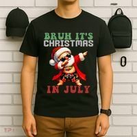 Bruh ItS Christmas In July Dabbing Santa Beach Vacation T-Shirt thumb 6
