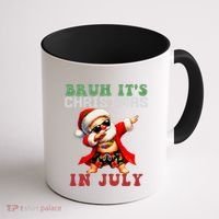 Bruh ItS Christmas In July Dabbing Santa Beach Vacation Coffee Mug thumb 1