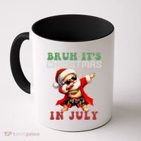 Bruh ItS Christmas In July Dabbing Santa Beach Vacation Coffee Mug thumb 0