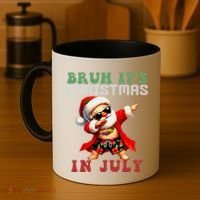 Bruh ItS Christmas In July Dabbing Santa Beach Vacation Coffee Mug thumb 4