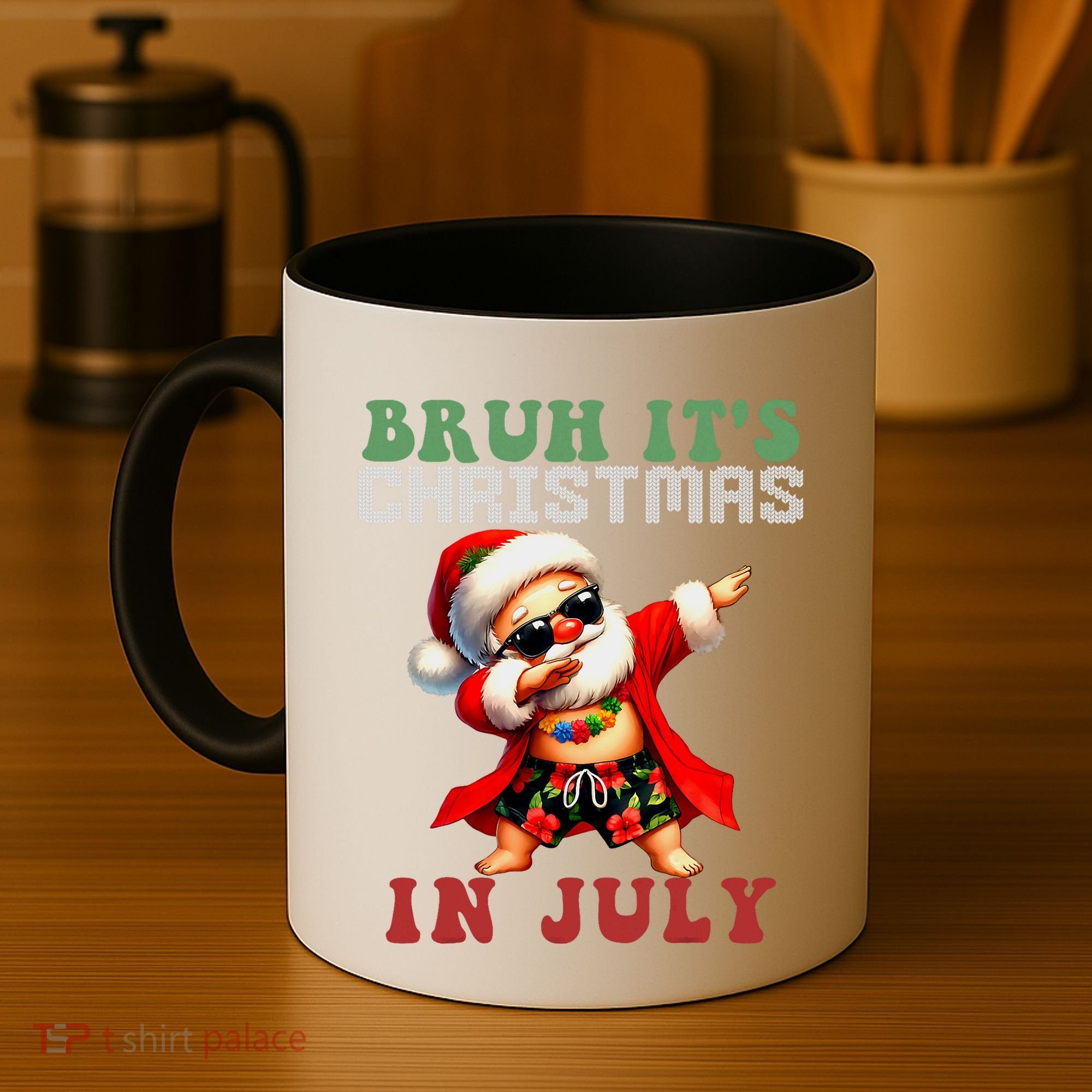 Bruh ItS Christmas In July Dabbing Santa Beach Vacation Coffee Mug