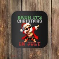 Bruh ItS Christmas In July Dabbing Santa Beach Vacation Coaster thumb 0