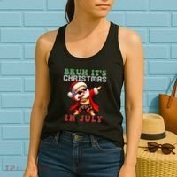 Bruh ItS Christmas In July Dabbing Santa Beach Vacation Women's Tank Top thumb 2