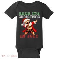Bruh ItS Christmas In July Dabbing Santa Beach Vacation Baby Bodysuit thumb 0