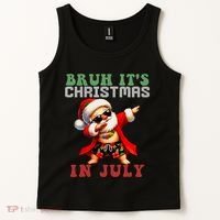Bruh ItS Christmas In July Dabbing Santa Beach Vacation Tank Top thumb 2