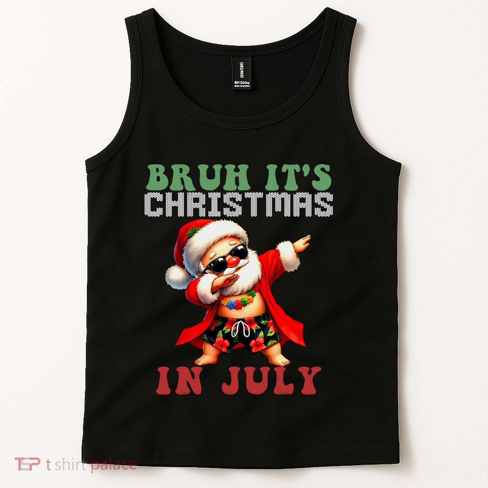 Bruh ItS Christmas In July Dabbing Santa Beach Vacation Tank Top
