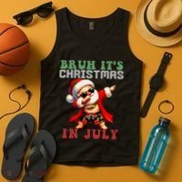 Bruh ItS Christmas In July Dabbing Santa Beach Vacation Tank Top thumb 4