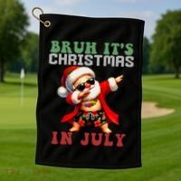 Bruh ItS Christmas In July Dabbing Santa Beach Vacation Golf Towel thumb 1