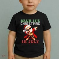 Bruh ItS Christmas In July Dabbing Santa Beach Vacation Toddler T-Shirt thumb 2