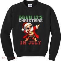 Bruh ItS Christmas In July Dabbing Santa Beach Vacation Kids Sweatshirt thumb 0