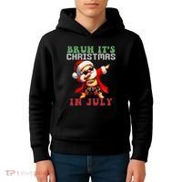 Bruh ItS Christmas In July Dabbing Santa Beach Vacation Kids Hoodie thumb 4