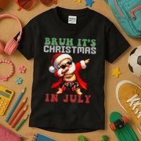 Bruh ItS Christmas In July Dabbing Santa Beach Vacation Kids T-Shirt thumb 3