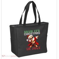 Bruh ItS Christmas In July Dabbing Santa Beach Vacation Tote Bag thumb 2