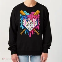 Baseball Ice Cream Drip Baseball Women's Sweatshirt thumb 0