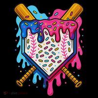 Baseball Ice Cream Drip Baseball Doggie Tank thumb 4