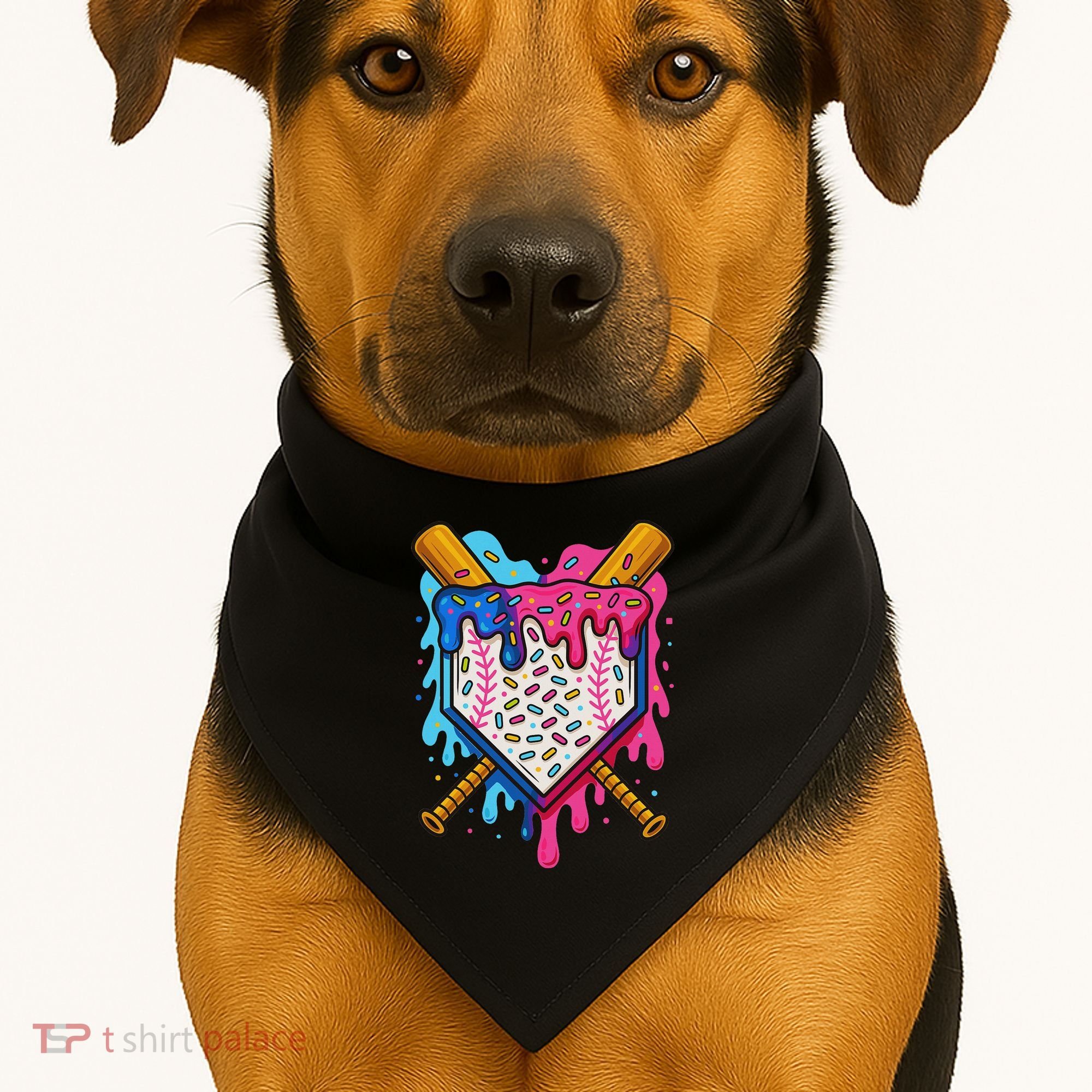 Baseball Ice Cream Drip Baseball USA-Made Doggie Bandana