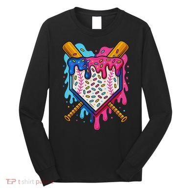 Baseball Ice Cream Drip Baseball Long Sleeve Shirt