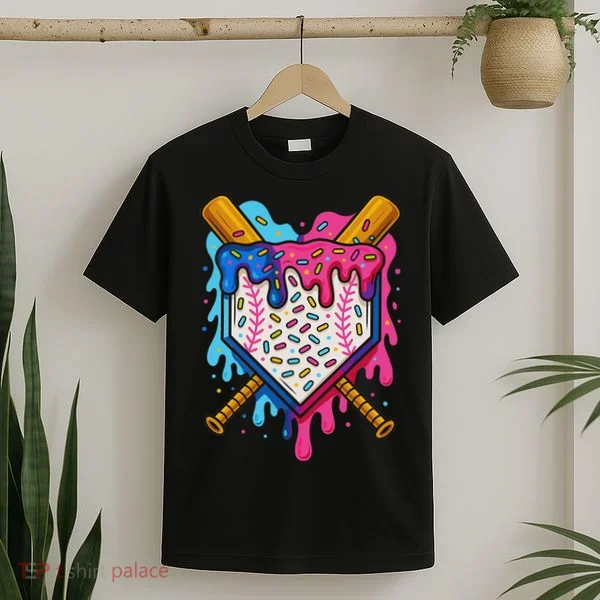 Baseball Ice Cream Drip Baseball T-Shirt