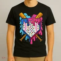 Baseball Ice Cream Drip Baseball T-Shirt thumb 3