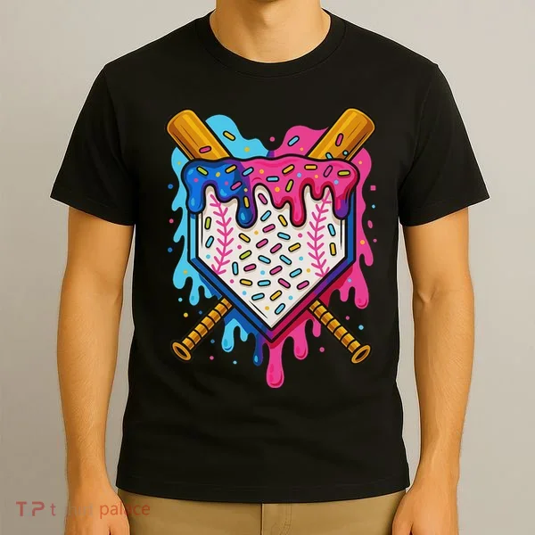 Baseball Ice Cream Drip Baseball T-Shirt